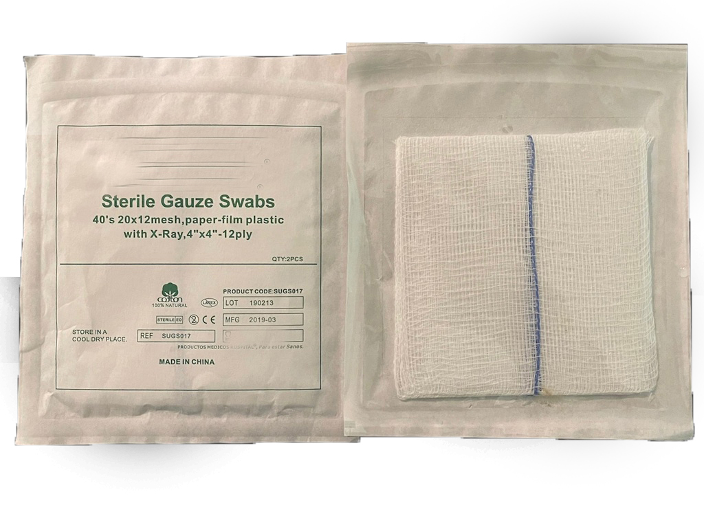 Estirile gauze 4x4, 12ply, X-RAY, 2pc/pk, 50pk/bx, 20bx/ctn (2000u/cs)